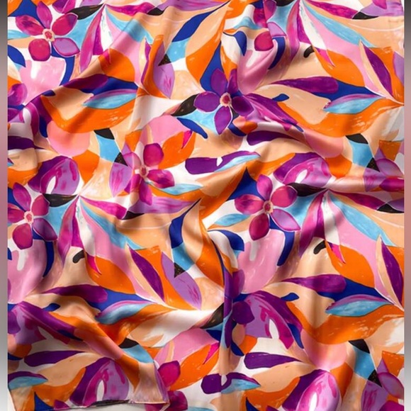 NEW! Colorful Floral Silk Hair Scarf/Headscarf/Bandana - Picture 2 of 5